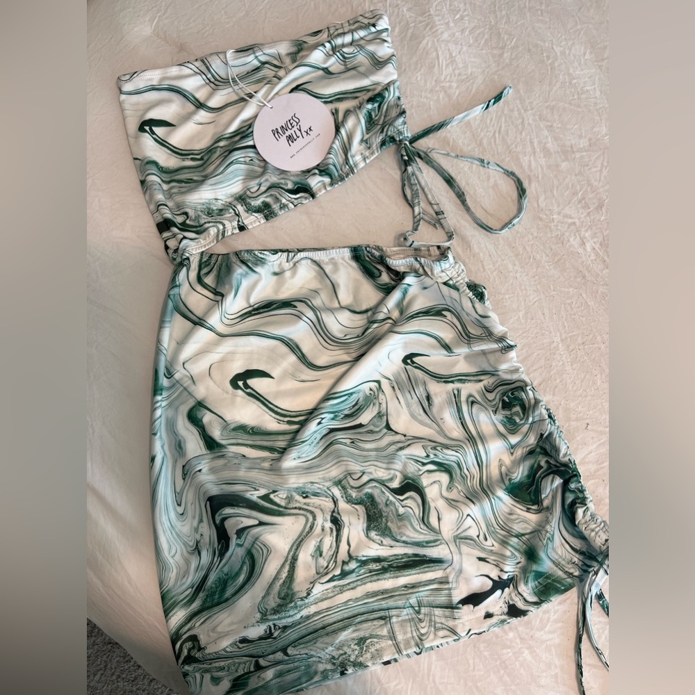 Princess Polly Green Marble Cutout Mini Dress